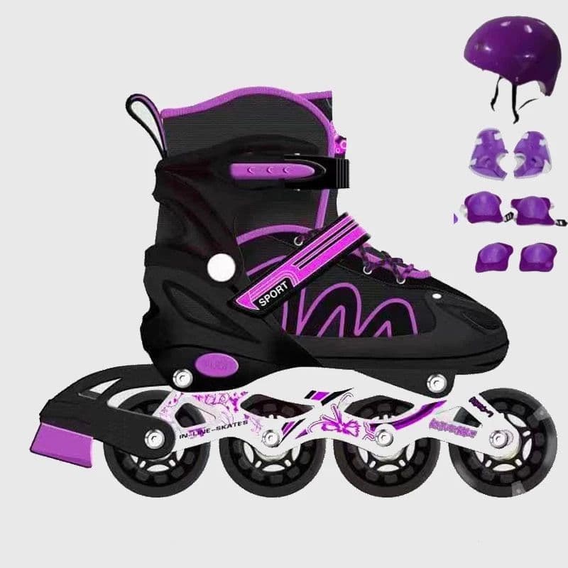 Patins Roller Inline Ajustável Com Luz De Led Com OU SEM Kit Proteção Várias Cores E Tamanhos Promoção