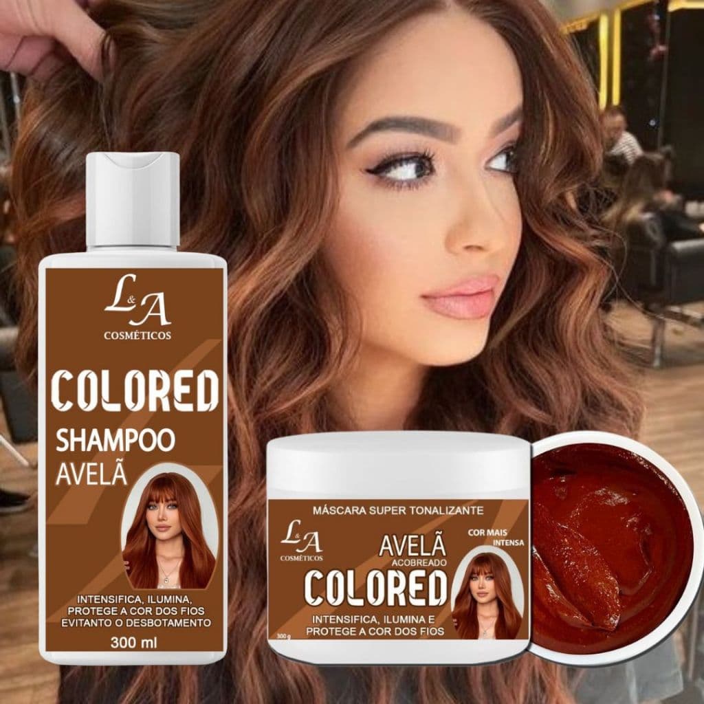 Kit Shampoo e Máscara Tonalizante Avelã Acobreado Chocolate Morena Iluminada - S/ Amônia 2x300ml