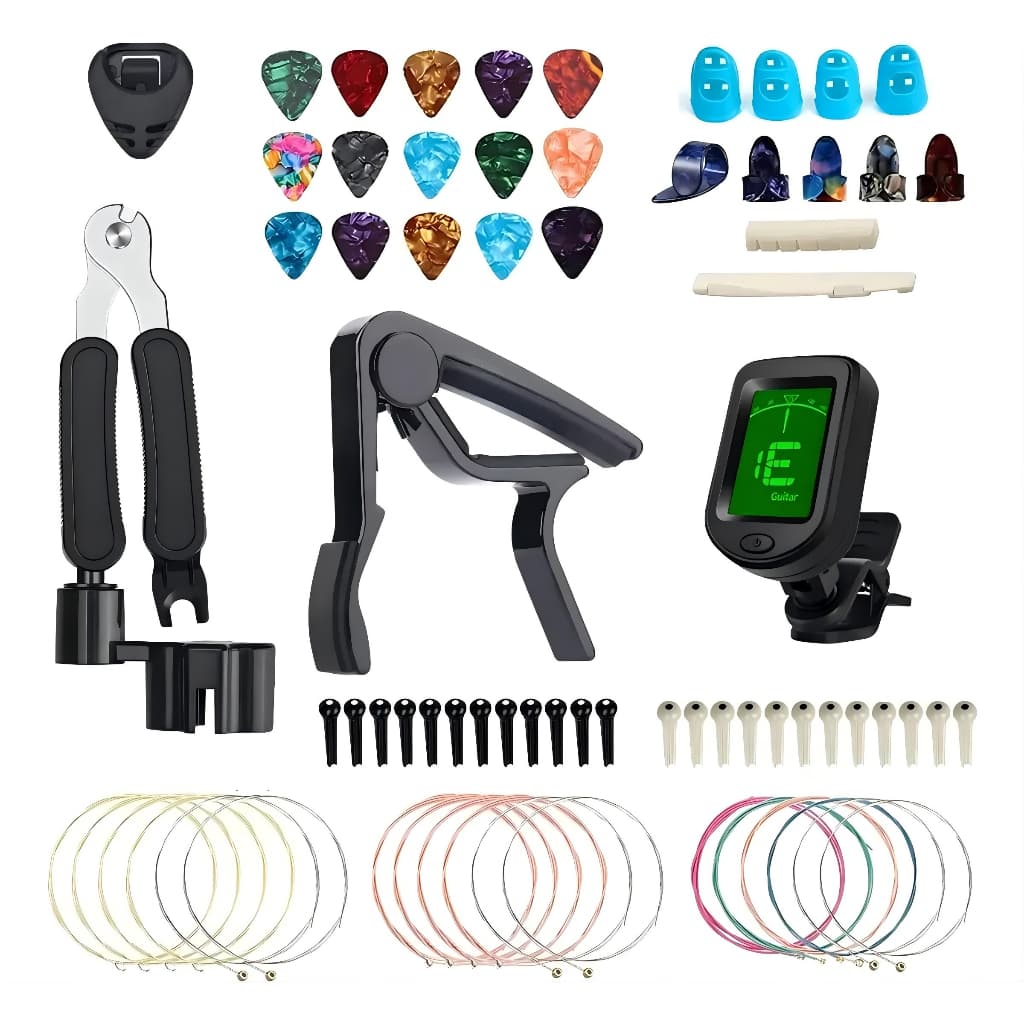 Kit Afinador Kit Violão Completo C/ Capotraste Profissional +72peças