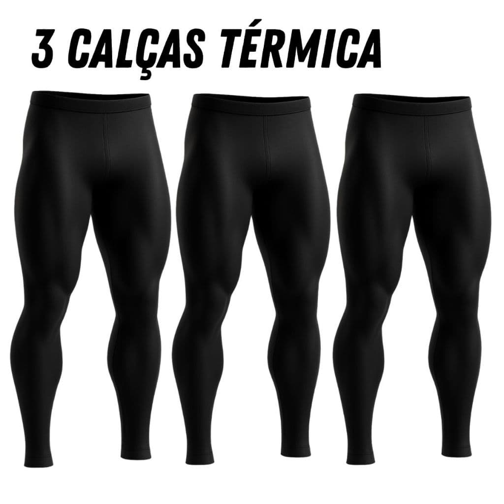 KIT 3 Calça Térmica UV Segunda Pele Esportivo Masculino Proteção UV50