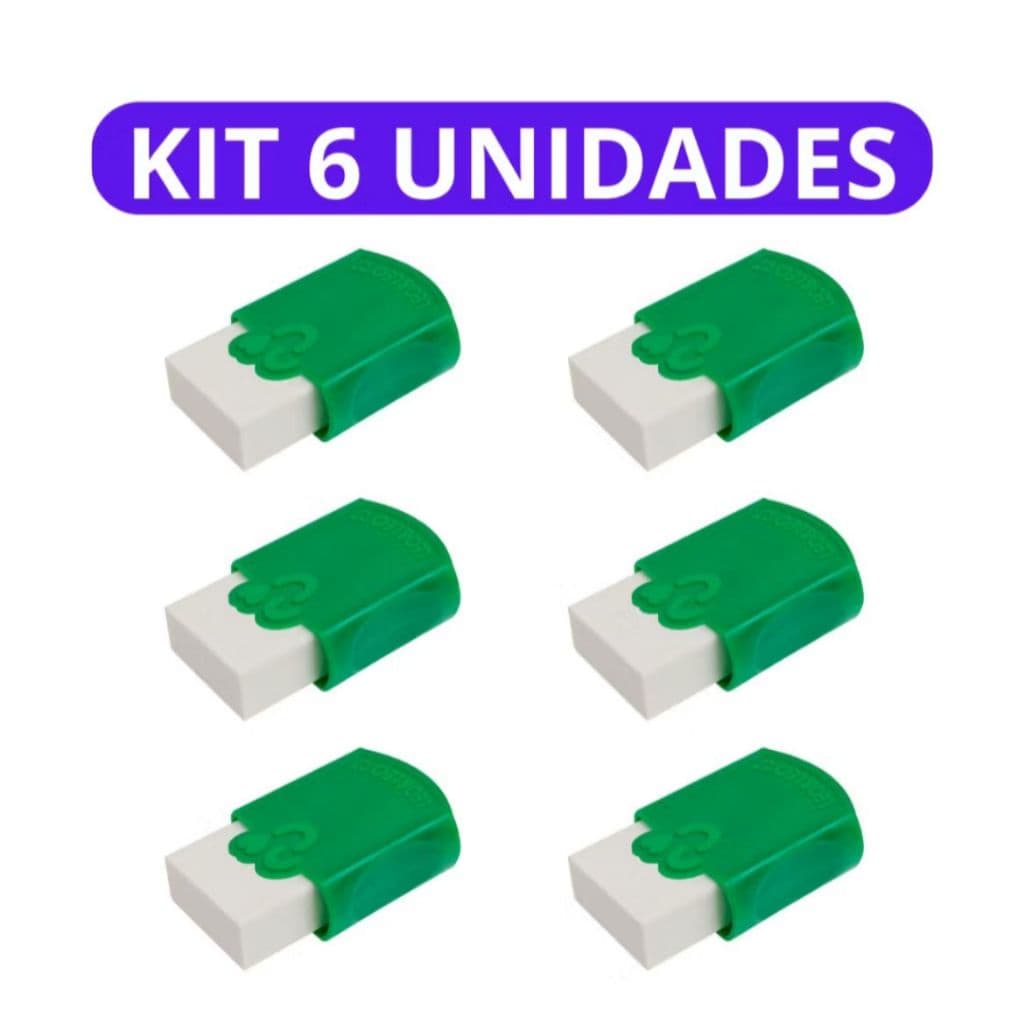 Kit 6 Borrachas Escolares Com Capa