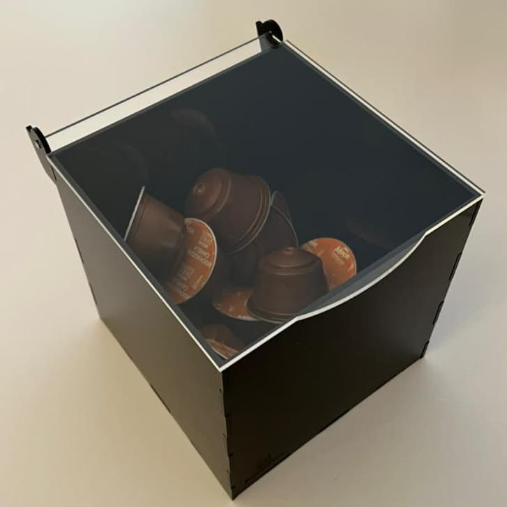 Porta Cápsula Caixa em Acrílico Transparente 15x15cm 3mm Café Decoração