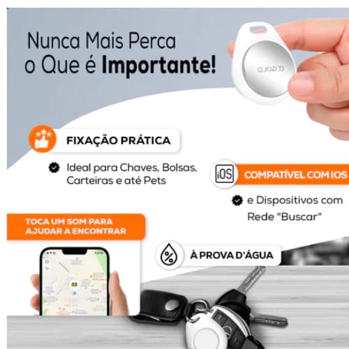 Smart Tag Rastreador A'GOLD TDC -06 GPS Localizador Air Tag Inteligente - ATENÇÃO COMPATIVEL SOMENTE IOS (Apple Find My)
