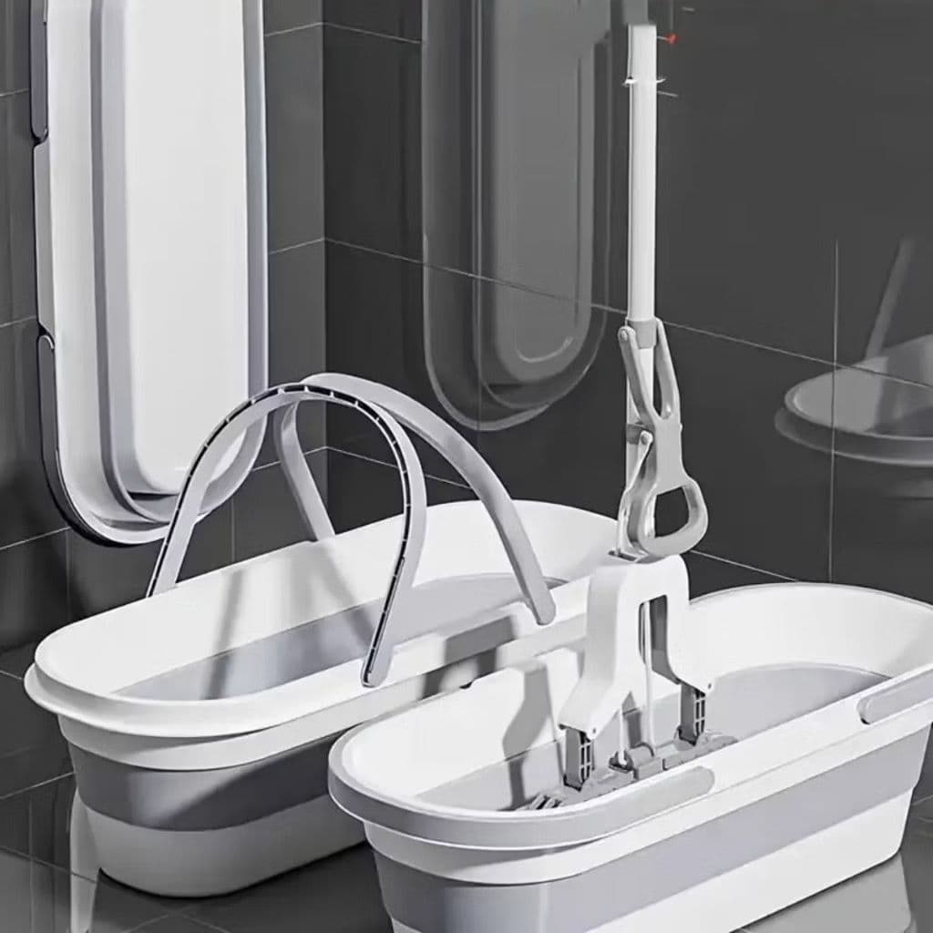 Balde Retrátil Dobrável Flexível Retangular 26L Silicone Multiuso Com 4 Rodinha e Alça