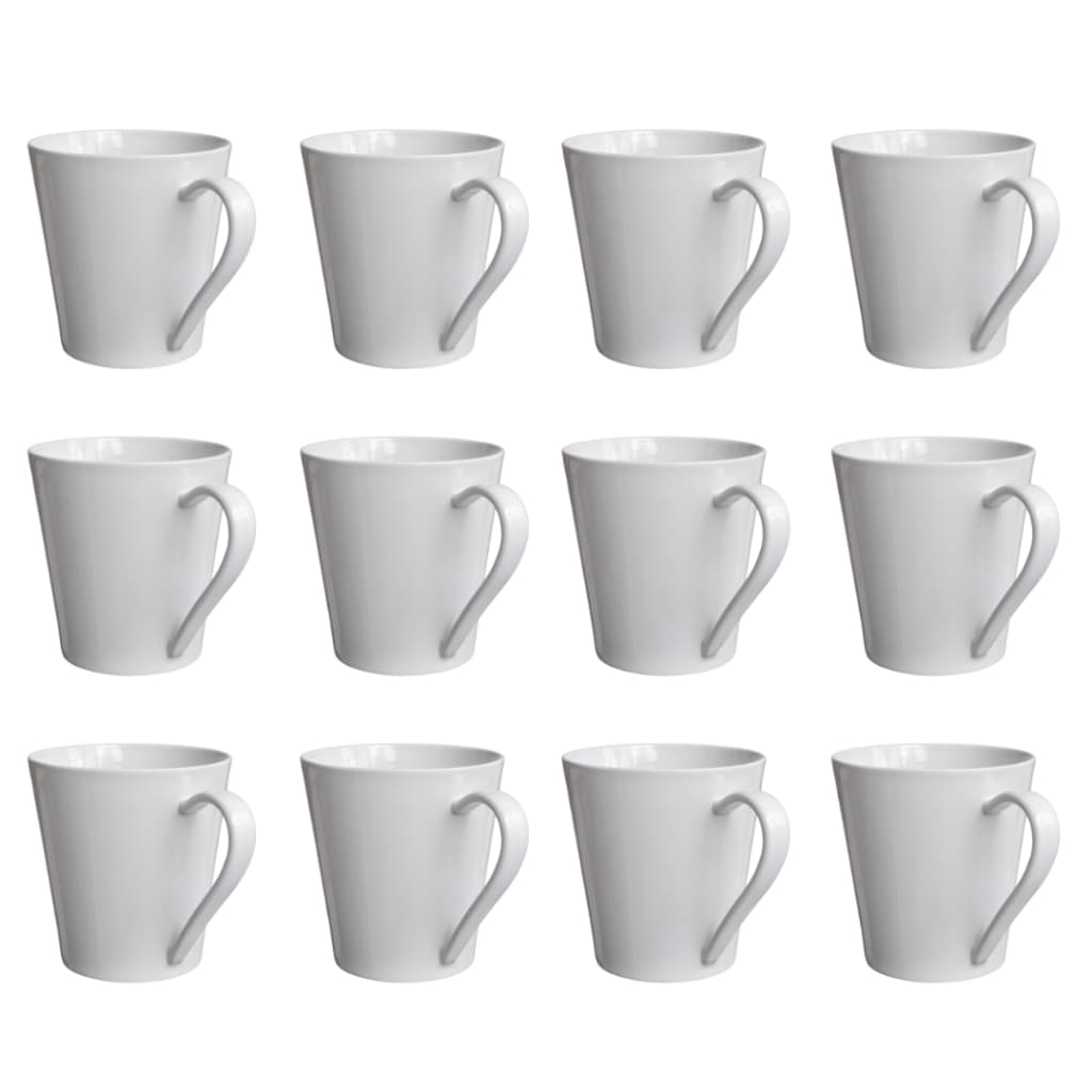 Kit 12 Canecas Xícaras Porcelana Branca Lisa 120ml Chá Café Hotel Cozinha Elegantes e Resistentes