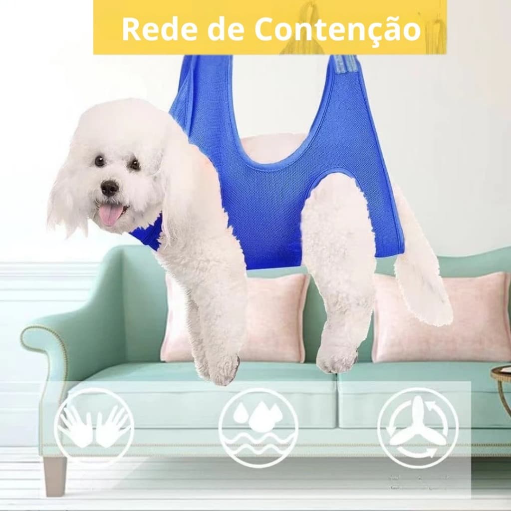 Rede de Contenção para Pets com Ganchos LR-0287 – Resistente, Ideal para Banho, Tosa, Antiarranhões e Mordidas LR-0287