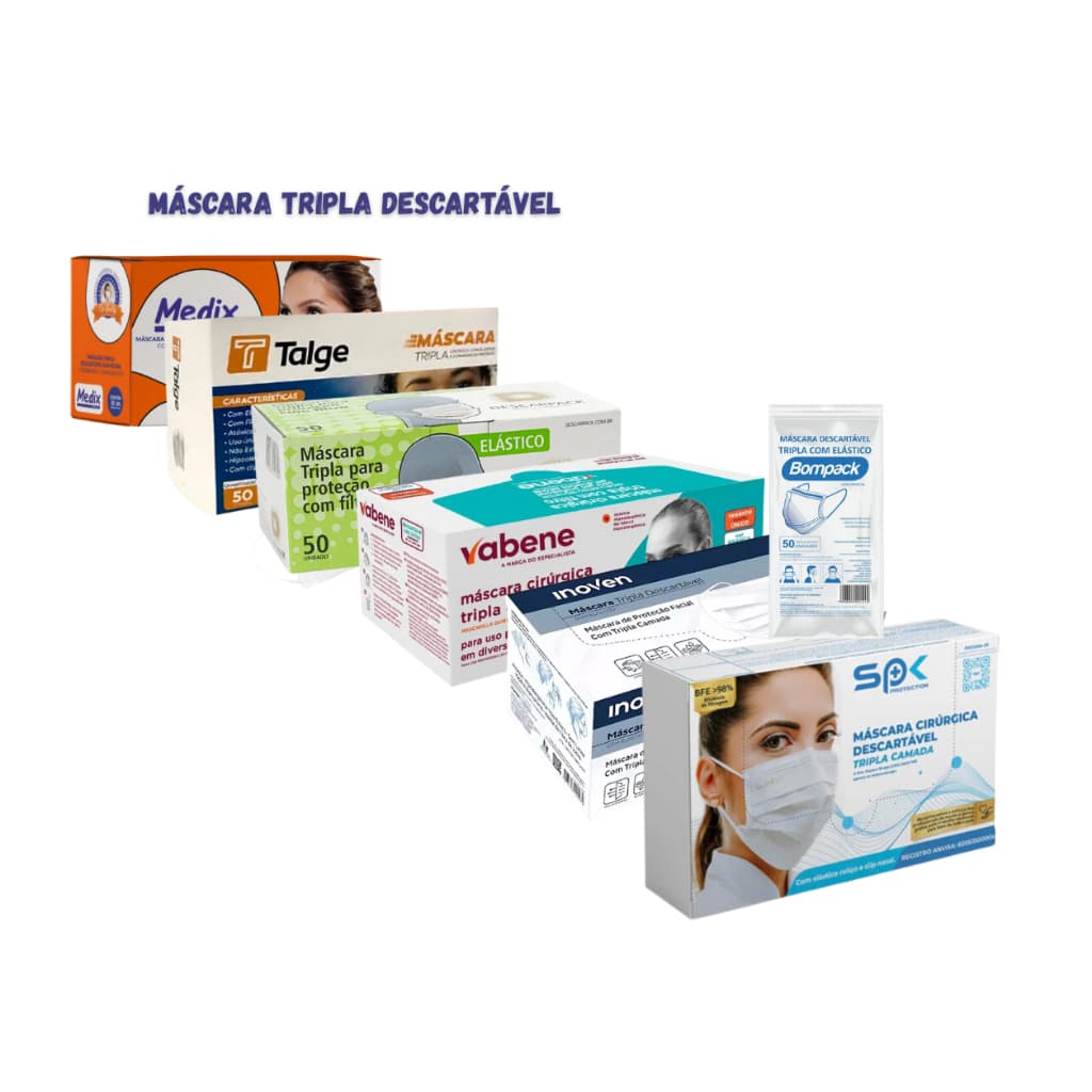 250 Máscaras Tripla com ANVISA TNT MELTBLOWN uso Hospitalar Laboratórios Clínicas Médicas