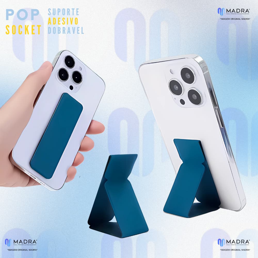 Suporte Adesivo para Celular de mão dedo Smartphone iPhone Android Modelo Slim Liso Imã Articulado