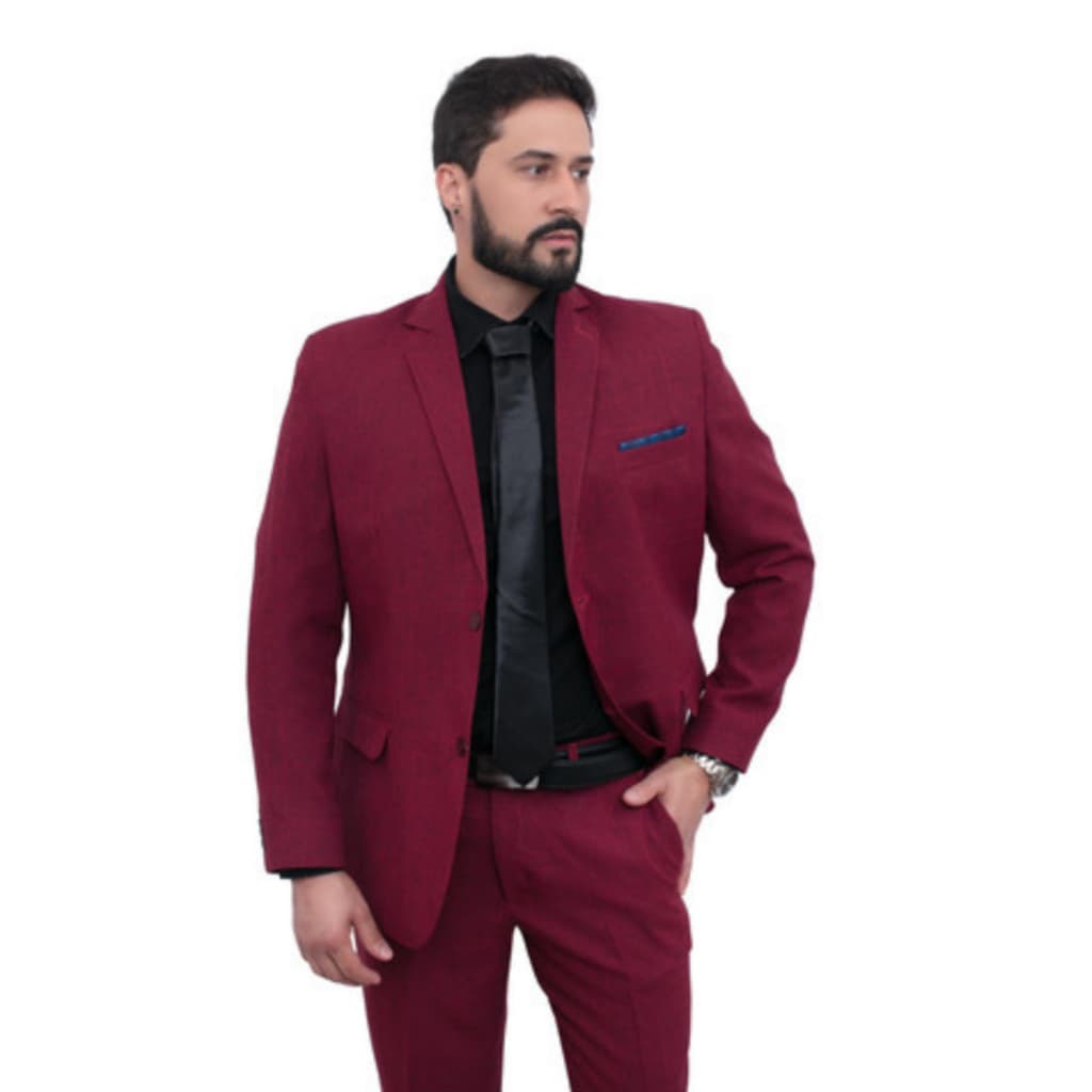 Terno Social Masculino Diversas Cores Premium + Gravata Jacquard Promoção