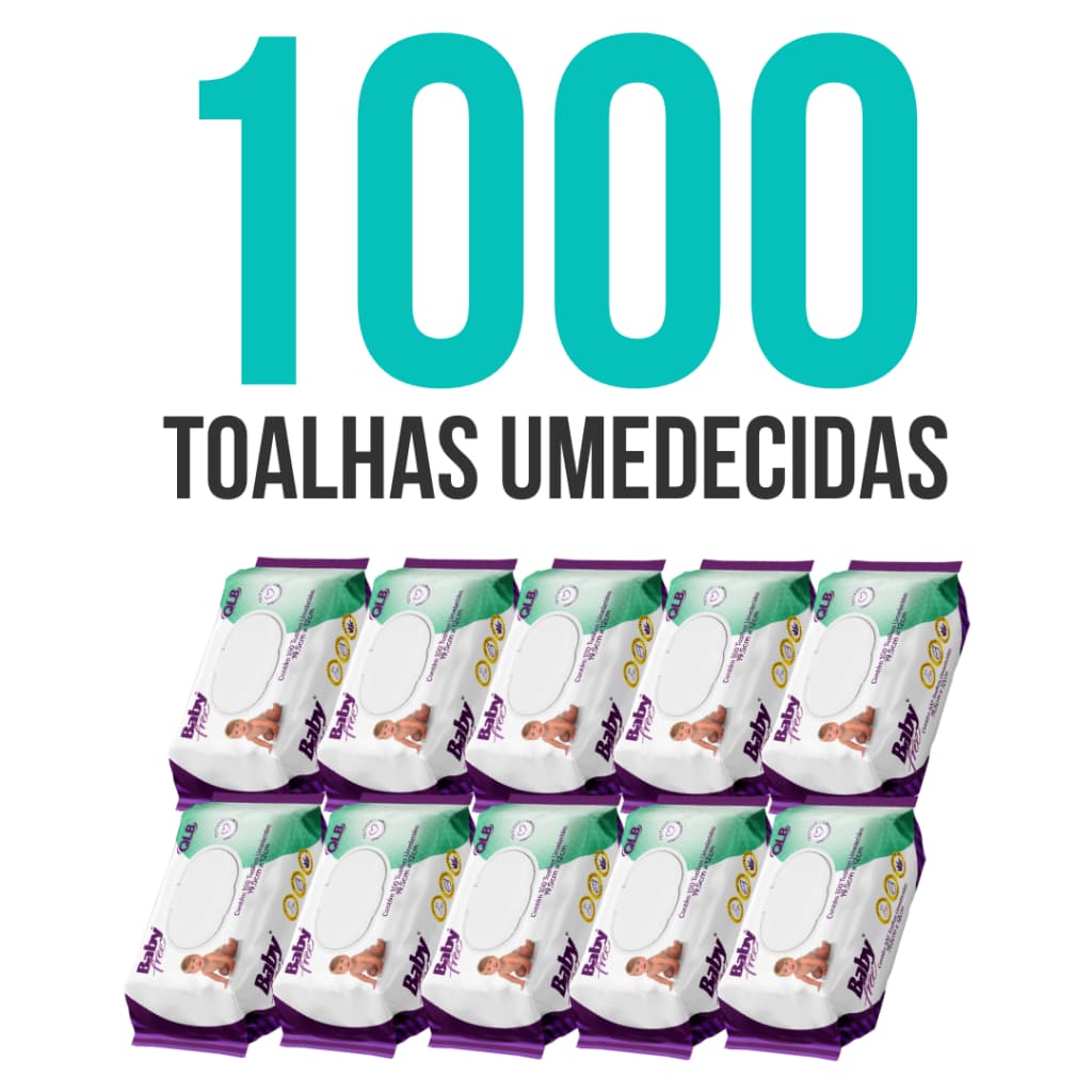 Caixa com 10 Lenços/Toalhas Umedecidas Baby Free c/ 100 Unidades Cada - Tampa FlipTop