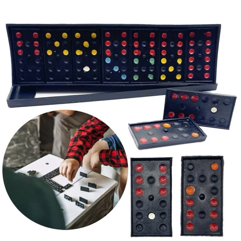 Kit com 3/5/10/20/30 Jogo Dominó Plástico c/ Estojo 28 peças ideal para Lembrança de Festa infantil