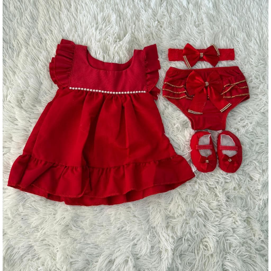 kit vestido pérola 4 peças