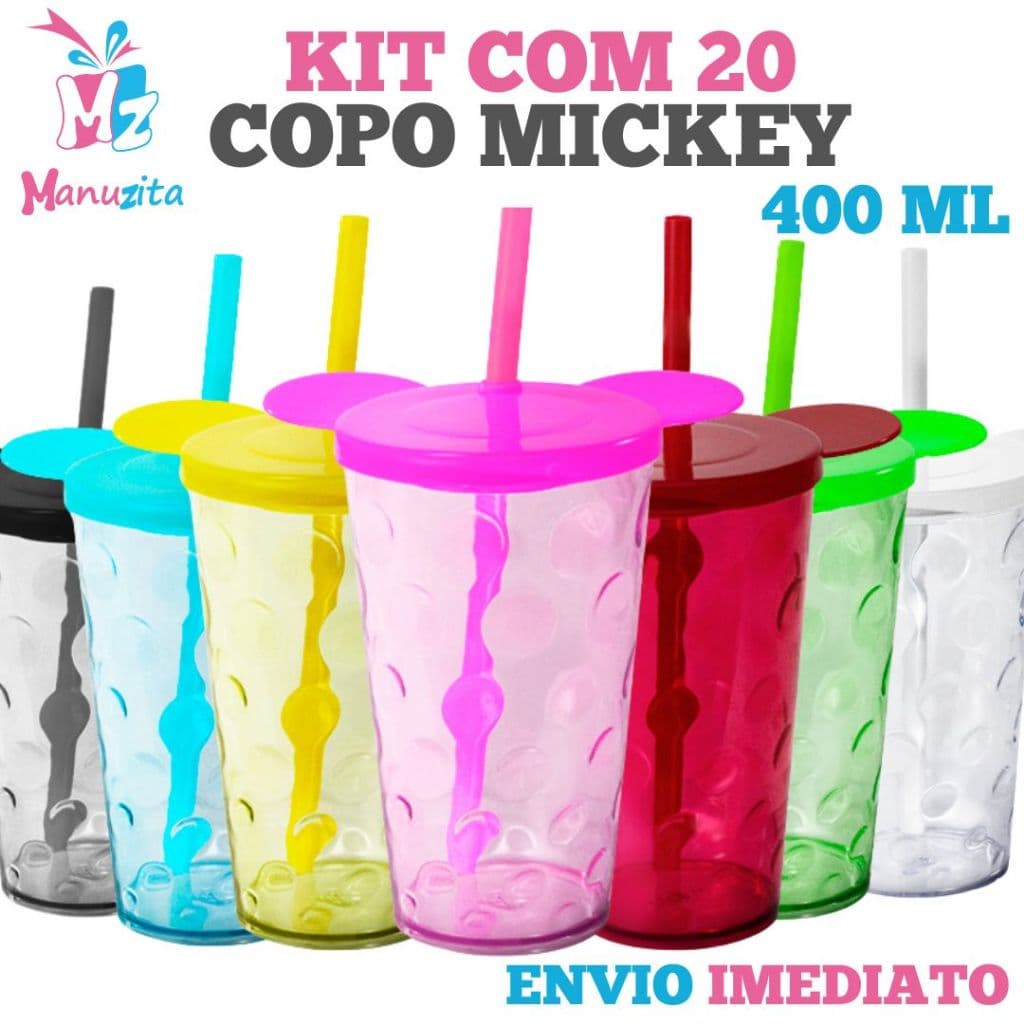 Kit 20 Copo Mickey Bolha 400 ml - Copos pra festa - Decoração infantil- Copo Kids