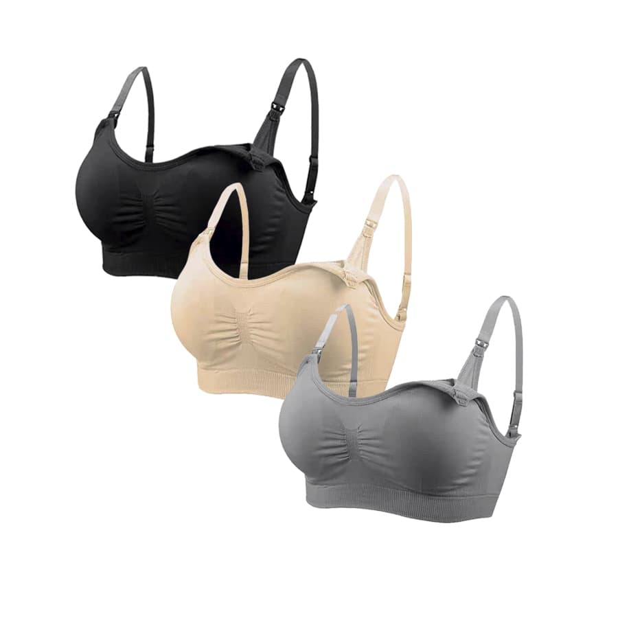 Kit 3 Sutiã Amamentação Sem Aro Bojo Removível Lateral Larga