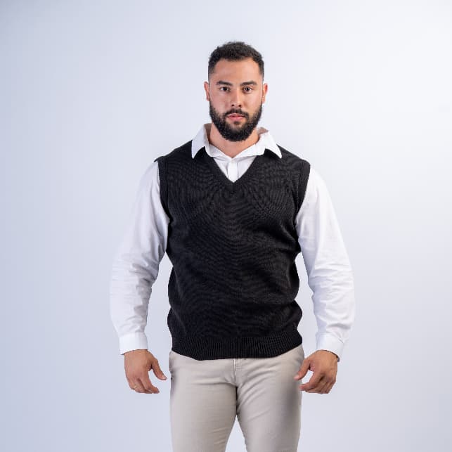 Colete Masculino Pullover Tricot Liso Gola V Elegante Social Esporte