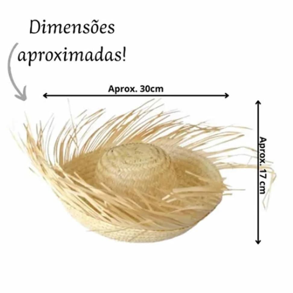 Kit 10 Chapéus de Palha Desfiado Adulto Festa Junina