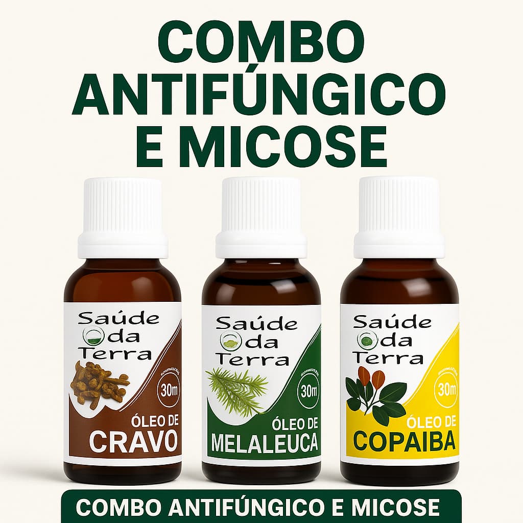 Kit 3 Óleos Contra Fungos e Micose |Copaíba, Melaleuca, Cravo|30ml  Ação Antisséptica e Cicatrizaçao