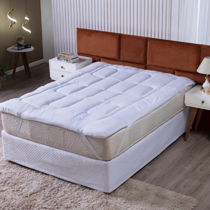 Pillow Top Casal Solteiro Queen King Size Protetor Colchão 400 Fios Toque Macio