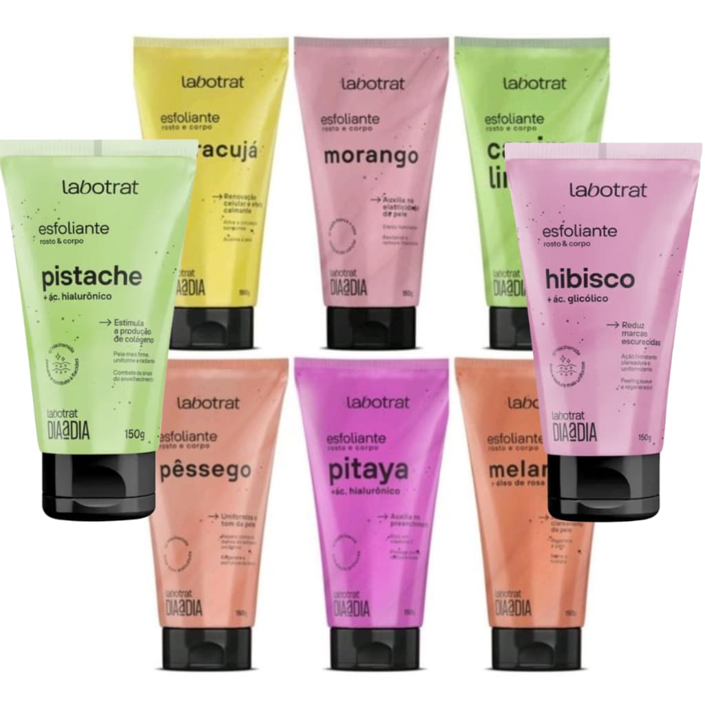 Esfoliante Corpo e Rosto Labotrat - 150g Pistache Hibisco Morango Melancia Pitaya Maracuja