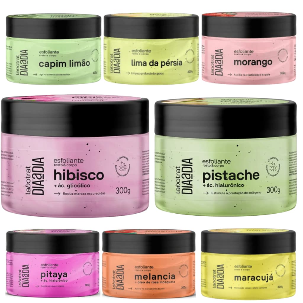 Esfoliante Corpo e Rosto Labotrat - 300g Pistache Hibisco Morango Melancia Pitaya Maracuja