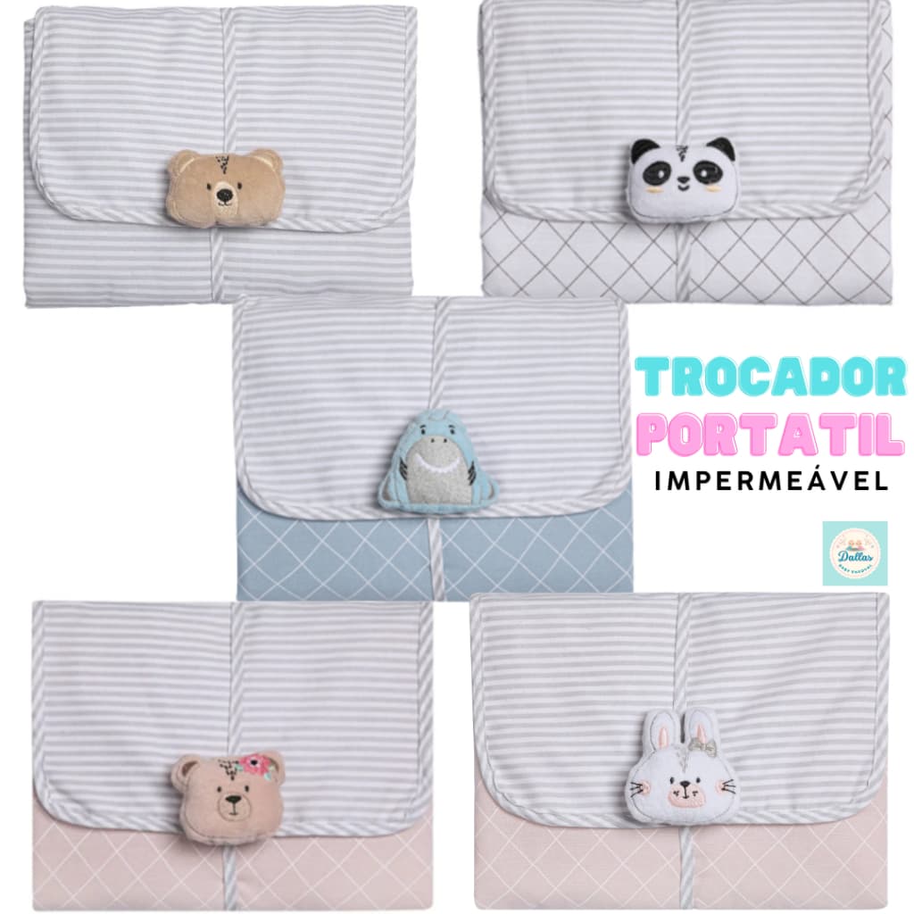Trocador Portatil Bebe Impermeável Com Porta Fralda Dobrável Macio Menio Menina Papi Baby