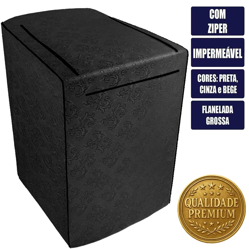 Capa Máquina de Lavar Electrolux Brastemp Consul com Zíper Korino 8 9 10 11 12 13 14 15 16 17 18 kg