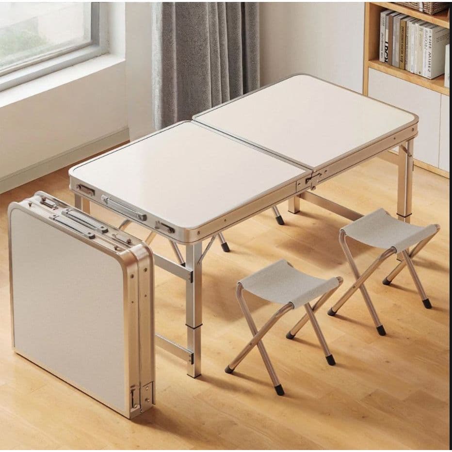 Mesa Dobrável Portátil 3 Tamanhos Vira Maleta para Picnic Com Alça Opção com Bancos
