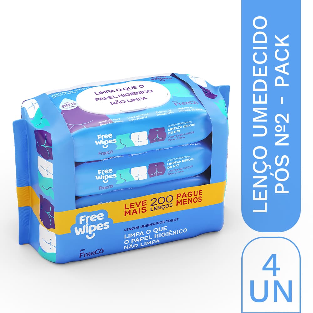 Promo Pack Free Wipes Lenços Umedecidos para Higiene após o nº2