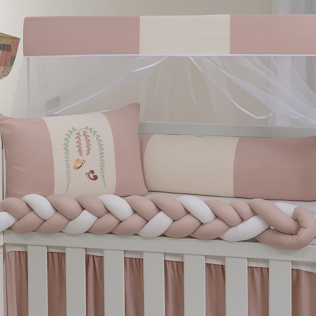 Kit Mini Berço Classic Menina Menino 06 Peças Com Saia Estampado