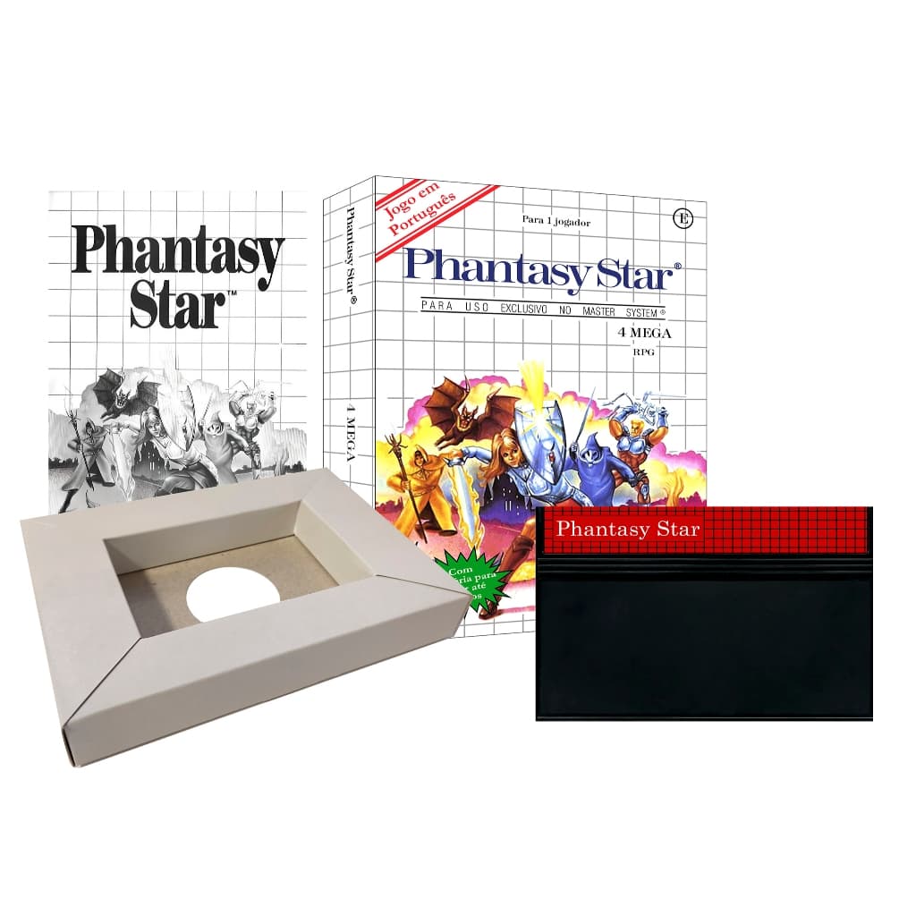 Phantasy Star com caixa de papelao e manual e protetor acetato