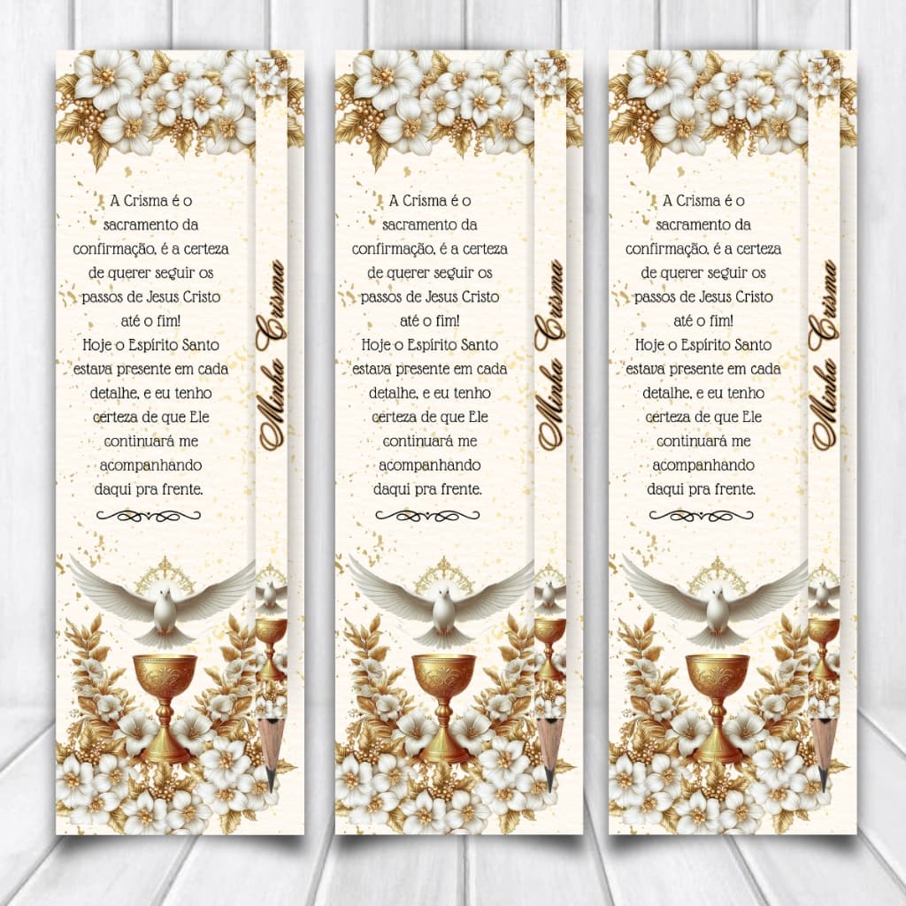 10, 20 ou 40 Lembrancinha De Crisma Card + Lápis ou Caneta - Já Vai Embalado