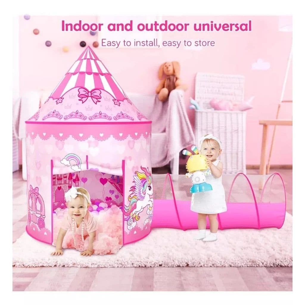 Barraca 3 em 1 Infantil Dobrável Piquenique das Princesas 3x1 Toca Tunel lançamento