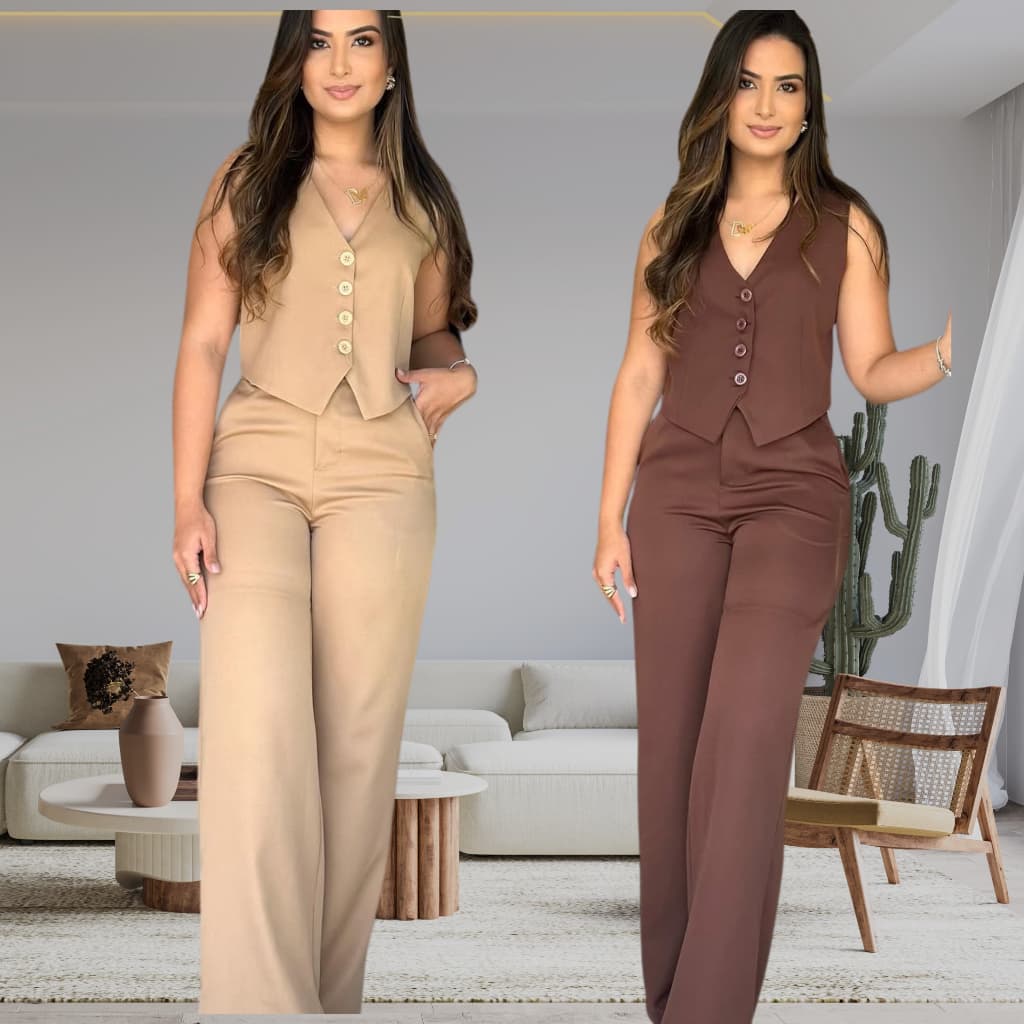 CONJUNTO  EM  ALFAIATARIA  CALÇA E  COLETE   LOOK CASUAL  CHIC TENDENCIA 2026🔥🔥🔥