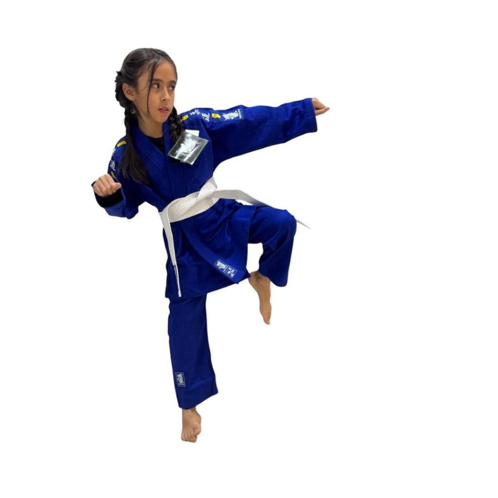 Kimono Judô judogi Azul Matsuru 350g/m² com Faixa – Infantil – Tecido Trançado Reforçado