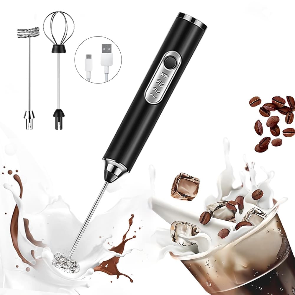 Batedor Misturador Mixer Elétrico Portátil Para Bebidas Leite Café Clara de Ovo 2 em 1