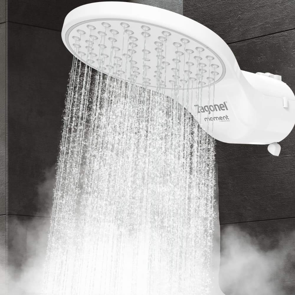Chuveiro Ducha Moment Zagonel 4 Temperaturas Branco Banheiro Elegante Resistente Relaxante Moderno