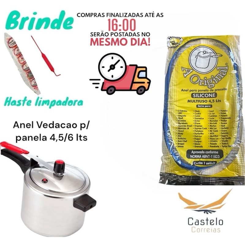 Borracha de Silicone Anel de Vedação Panela Pressão 4,5 e 7 Lts Multiuso