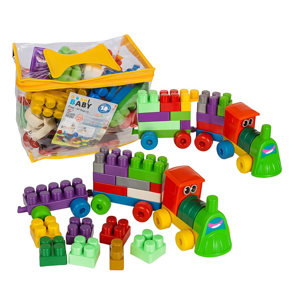 Blocos de Montar 112 Peças Infantil Educativo Trenzinho Casinha Baby Brinquedo Criativo