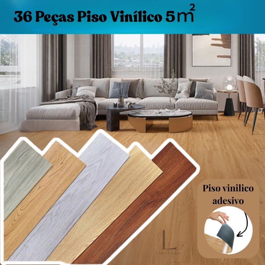 36 pc Piso Painel Revestimento Vinílico Adesivo Lavável Madeira 91x15cm
