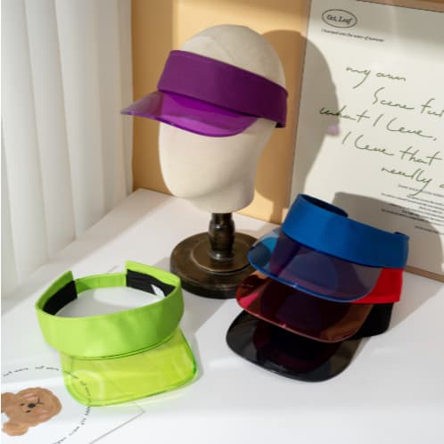 Viseira Transparente Adulto Tecido  Esporte Neon Colorido Aba Silicone Moda Praia ref: HYL-7#