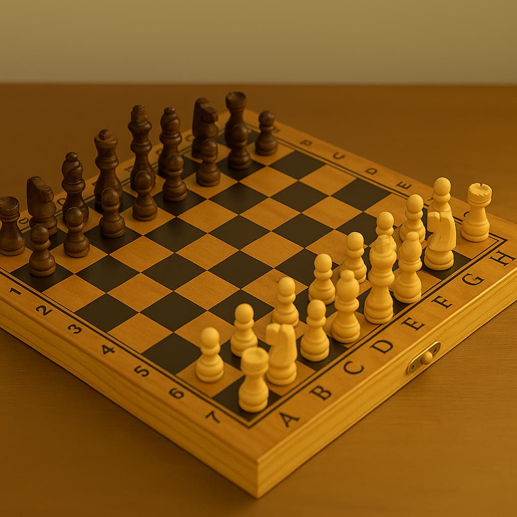 Jogo de Xadrez de Madeira Dobrável