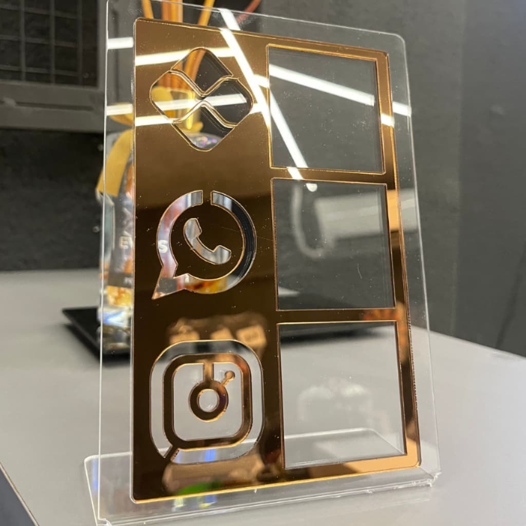 Placa Grande Display Acrílica 3 em  Qr Code Mesa Balção Pix Instagram Acrilico Loja Estabelecimento