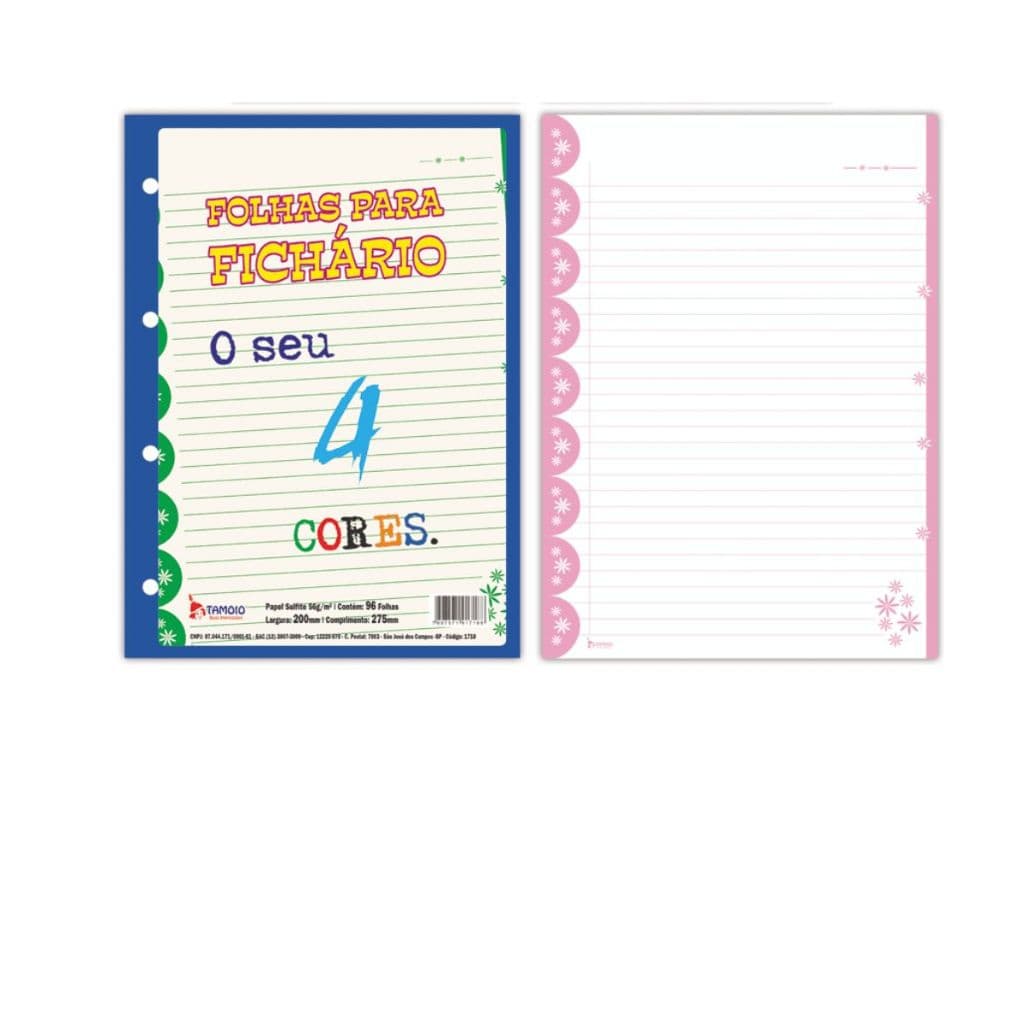 Refil de folhas Para Fichario Universitário Tamoio 96 folhas