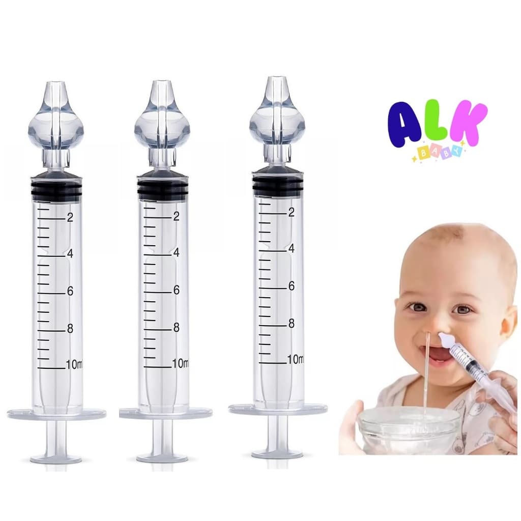 kit 3 Seringas Lavagem Higienização Nasal Nariz Meleca Catarro Sinusite Bico Silicone