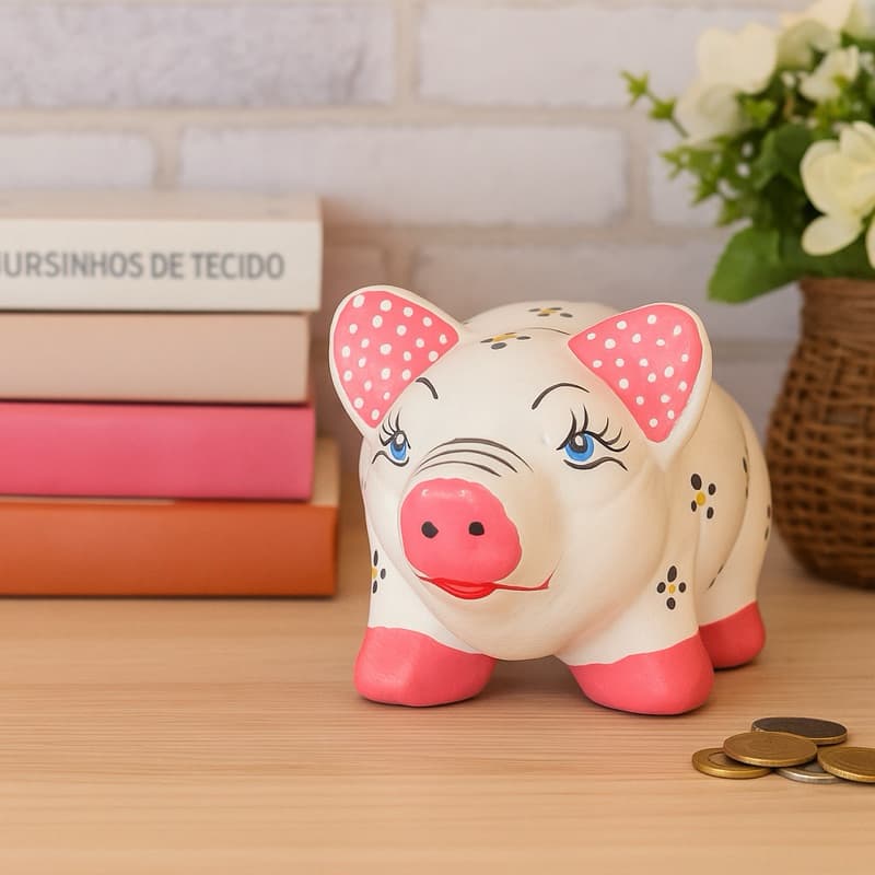 Cofre Cofrinho Porquinho Porco Guardar Moedas Dinheiro Faiança Variadas Cores Decoração Artesanal