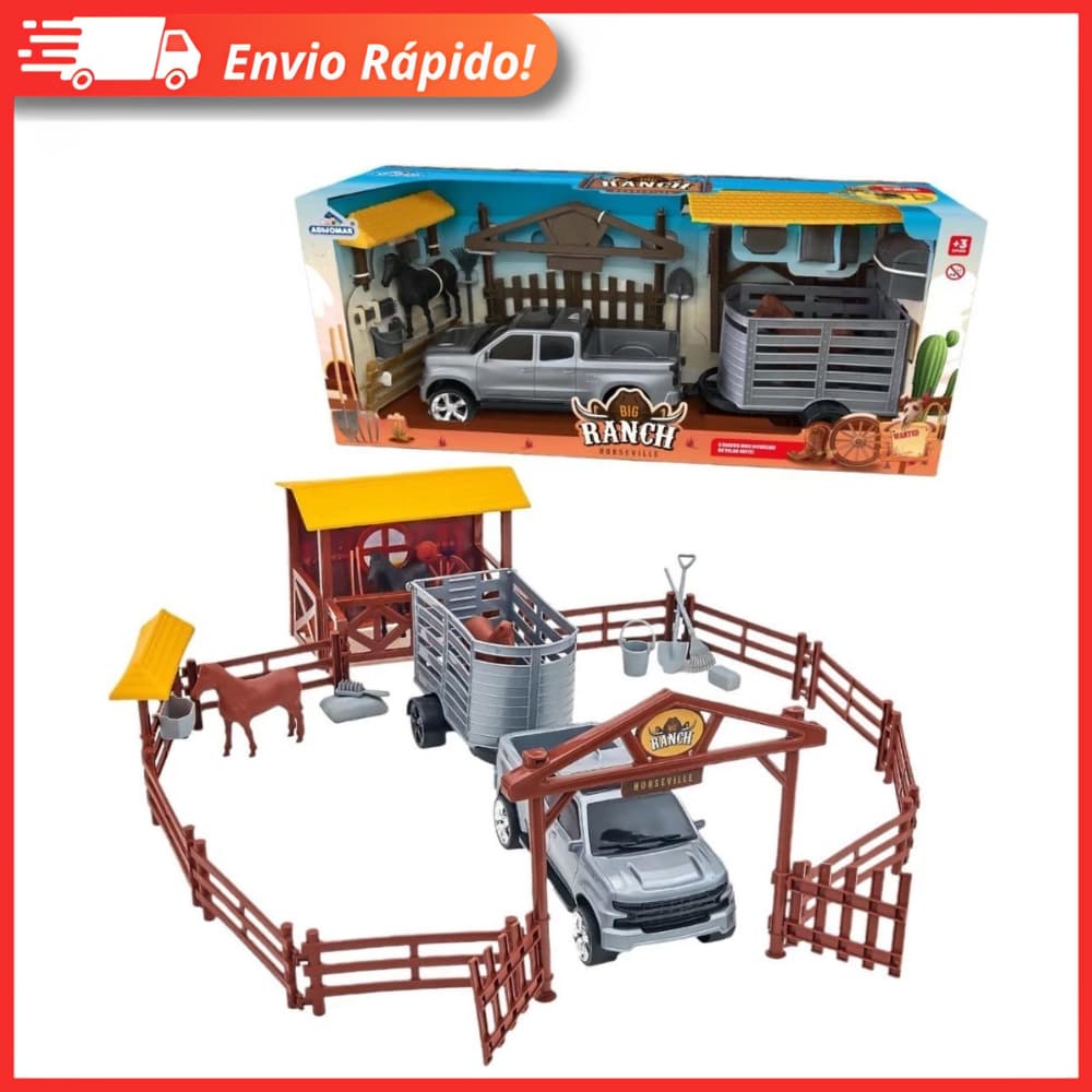Brinquedo Fazenda Grande Rancho + Pickup Trailer Acessórios