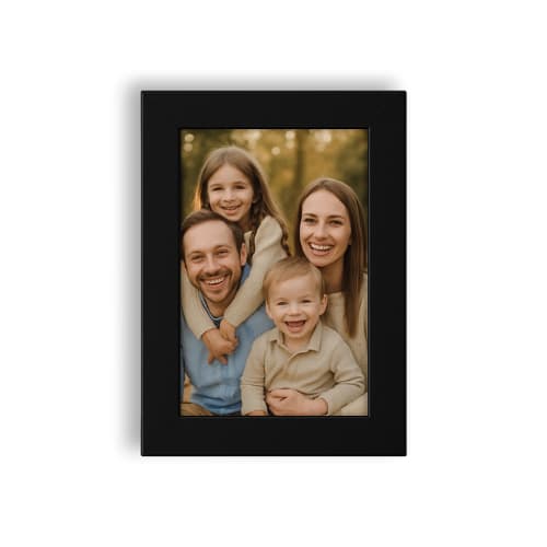 Porta Retrato A5 15x21cm Preto Com Vidro.