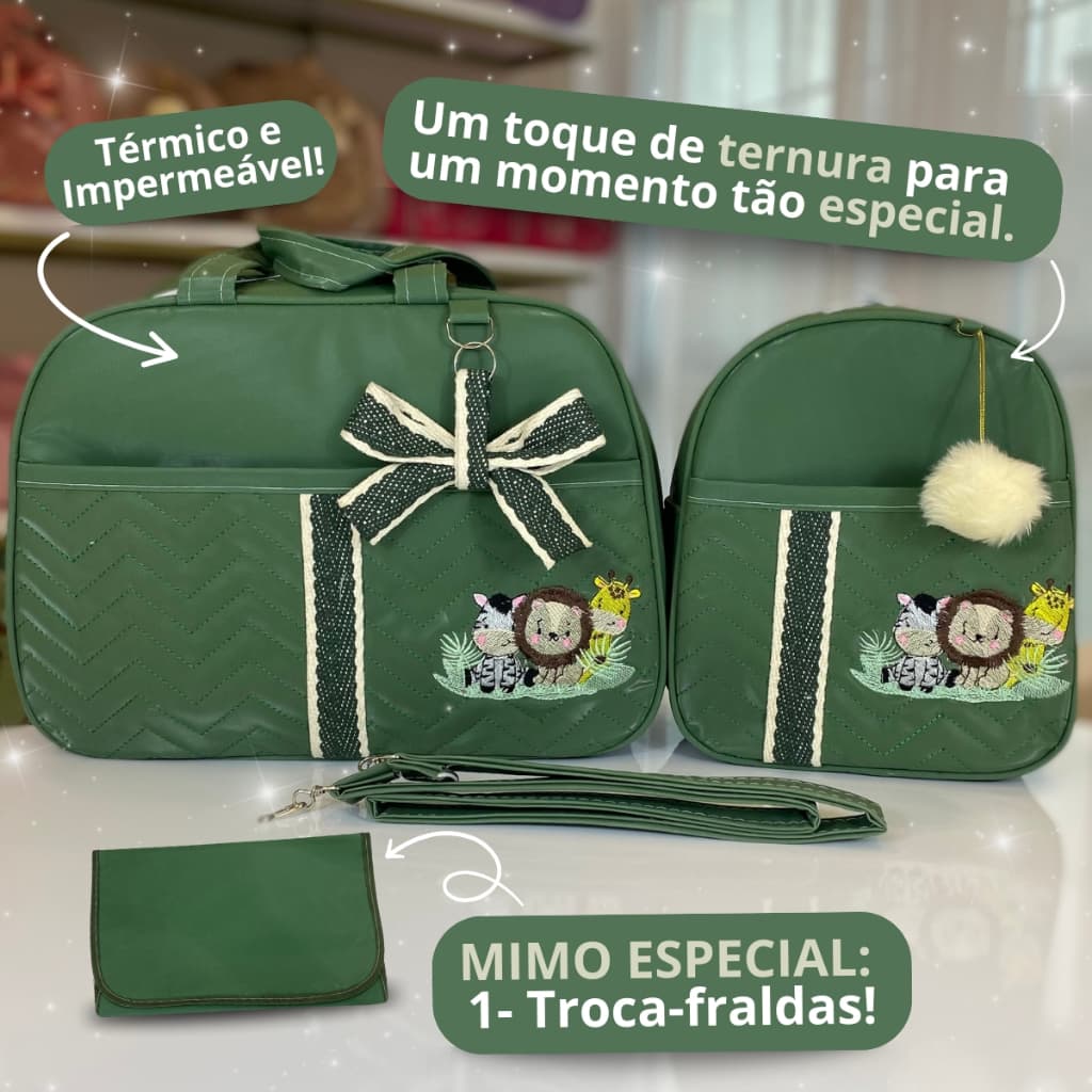 Kit Bolsa Maternidade Safári com 2 peças Mochila G+M Menino/Masculino