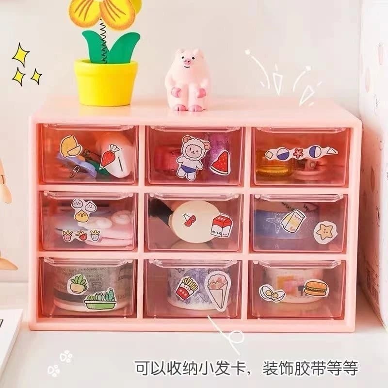 Mini Gaveteiro 9 Gavetas Organizador Transparente Para Joias/Papelaria/Maquiagem