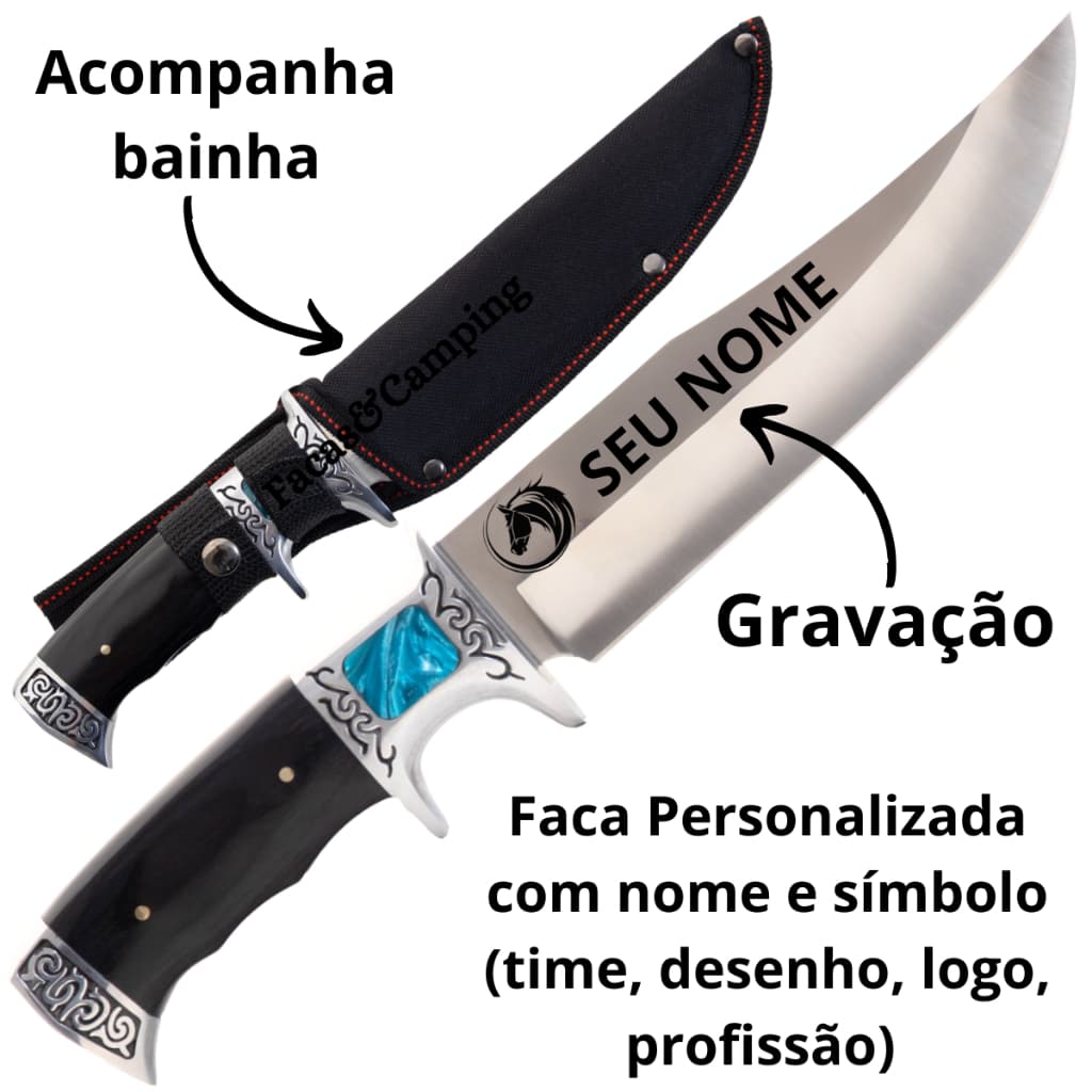 Faca Gravação Personalizada Churrasco Cozinha Profissional Inox Bainha